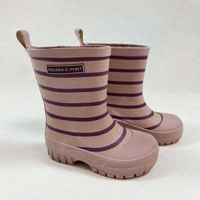 Polarn O. Pyret purple striped rain boots 23 1