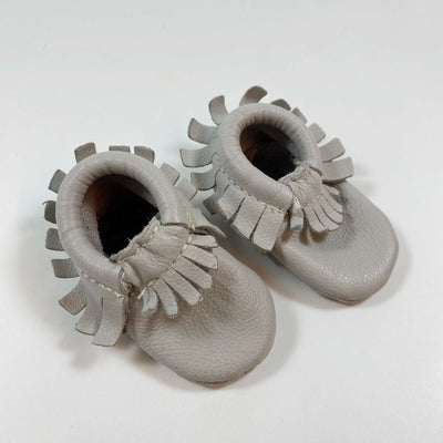 Piper Finn grey leather baby slippers 0/newborn 1