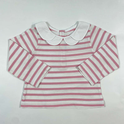Jacadi pink stripe petal collar blouse 18M/81 1