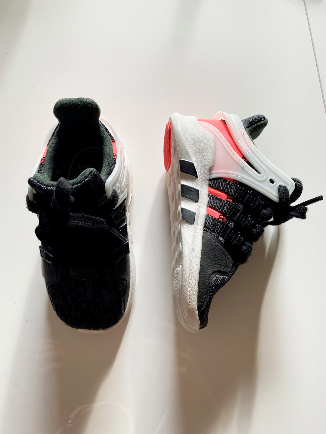 Adidas black ortholite Originals sneaker with neon coral detail 22 1