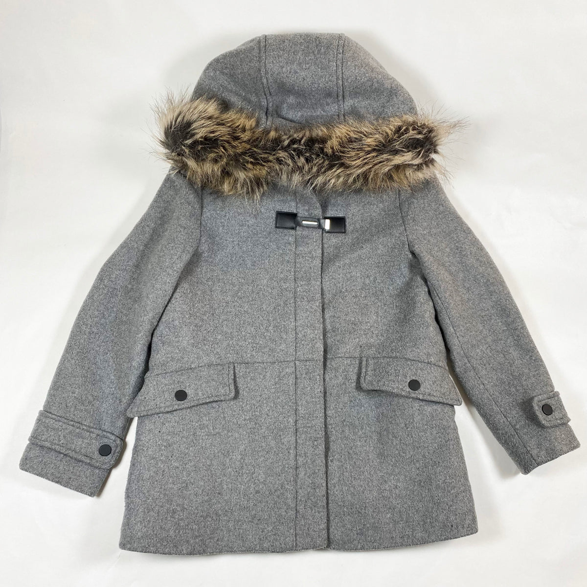 Zara grey hooded wool blend duffel coat Ingrid Emil