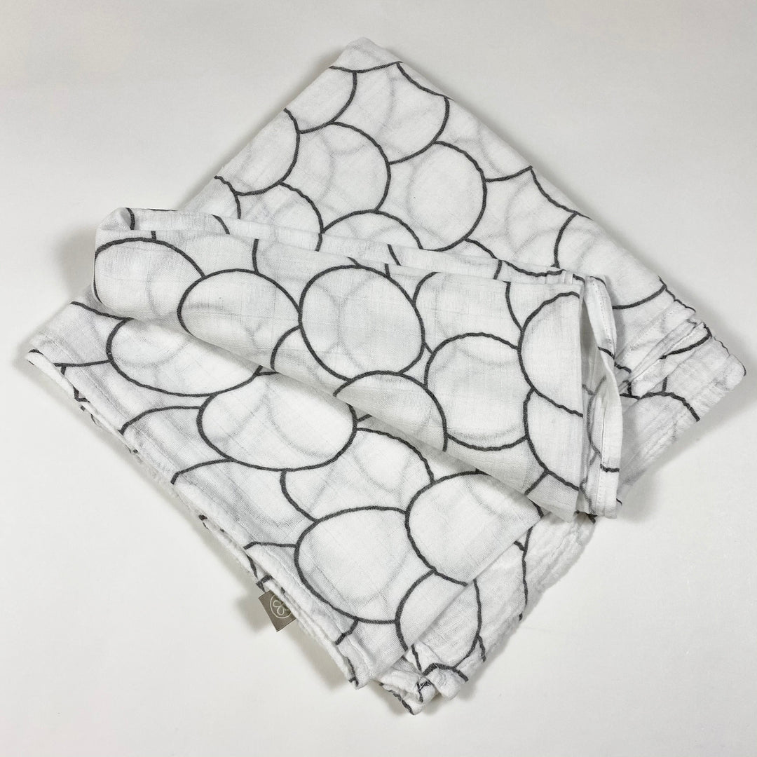 Cloby white grey circle print swaddle 120x120