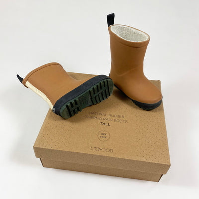 Liewood mustard/black mason natural rubber thermo rain boots 22 1