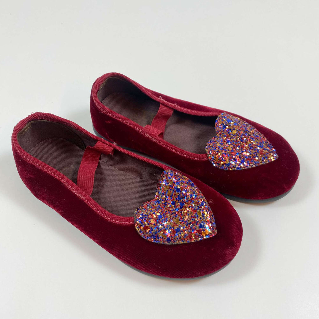 Bonton red velvet glitter heart ballerinas 25 2