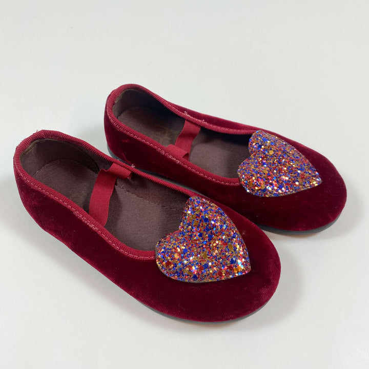 Bonton red velvet glitter heart ballerinas 25 2