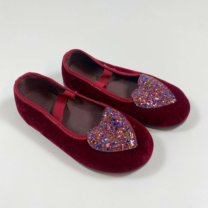 Bonton red velvet glitter heart ballerinas 25 1