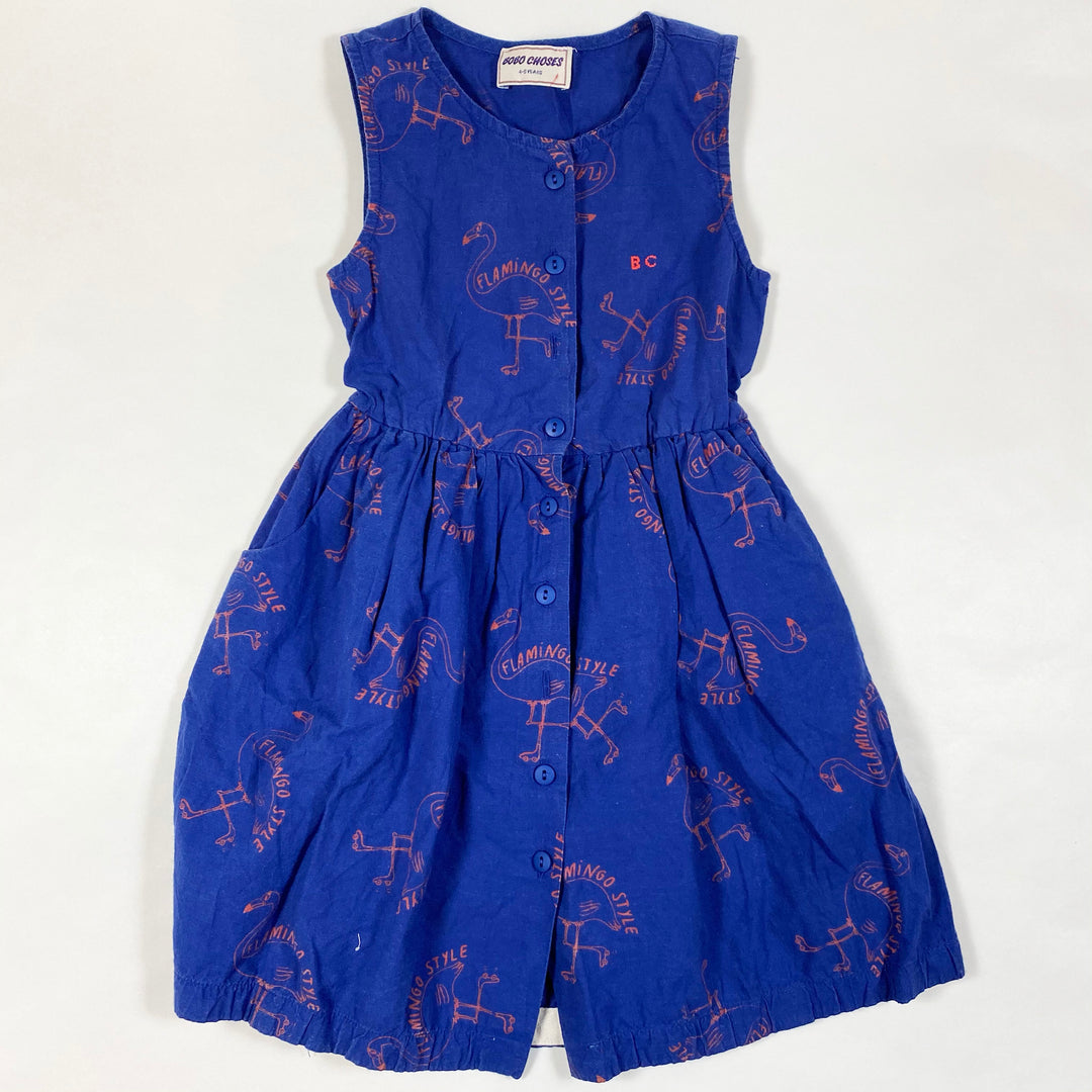 Bobo Choses blue flamingo dress 4/5Y 1