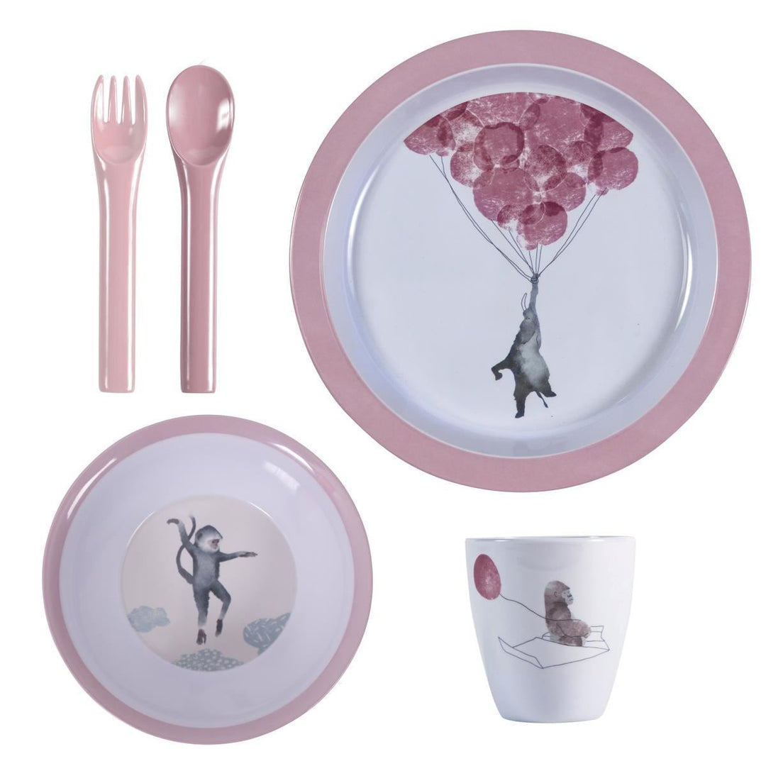 Sebra vintage pink melamine In The Sky dinner set 4 pieces Second Season