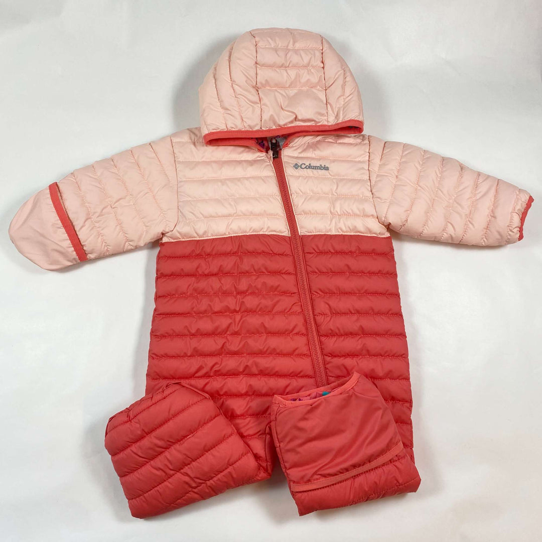 Columbia pink colourblock snowsuit 12-18M 1