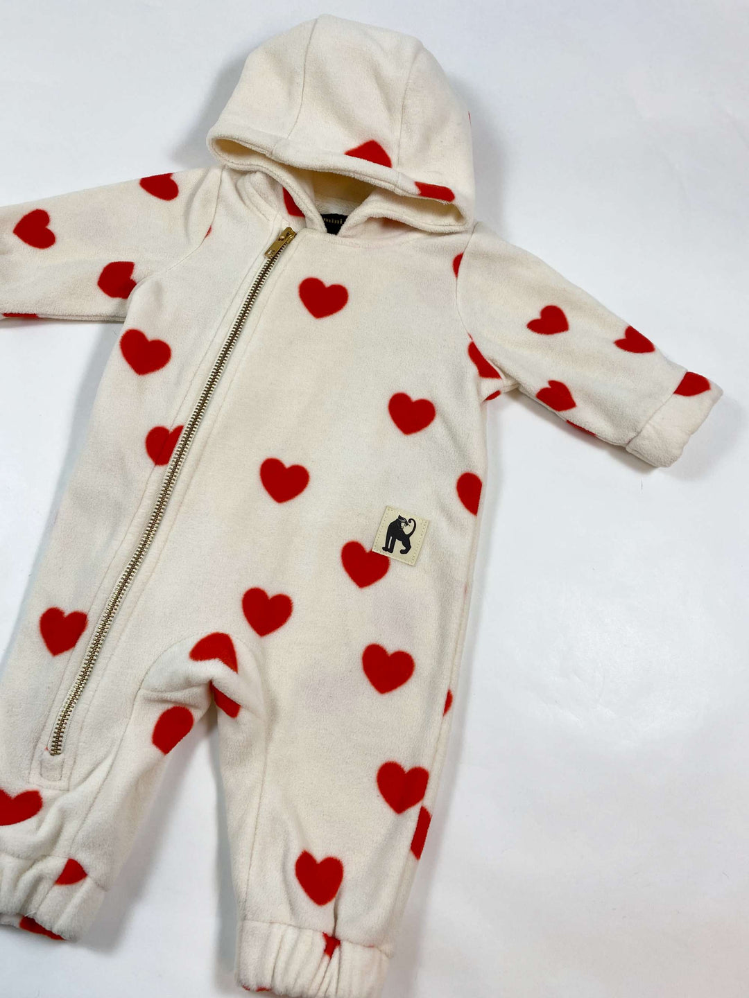 Mini Rodini fleece hearts overall 56-62/3-6M 2