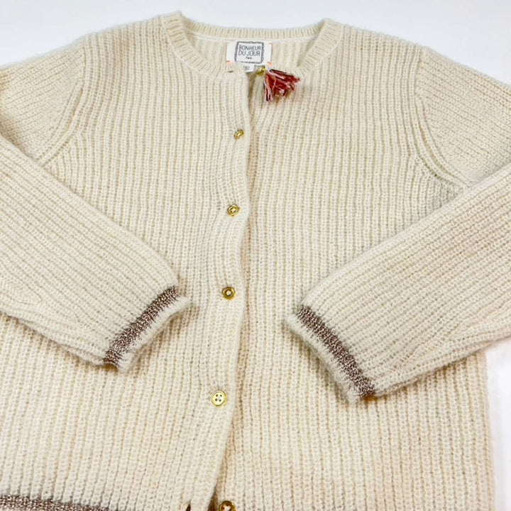 Bonheur du Jour beige Mohair/wool heavy knit cardigan 10Y 2