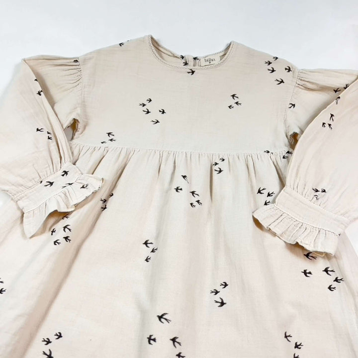 Búho beige bird cotton dress 8Y 2