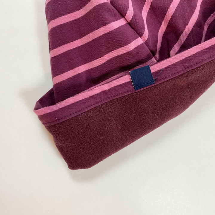Polarn O. Pyret purple striped fleece lined jersey hat 9M-2Y/48-50 2