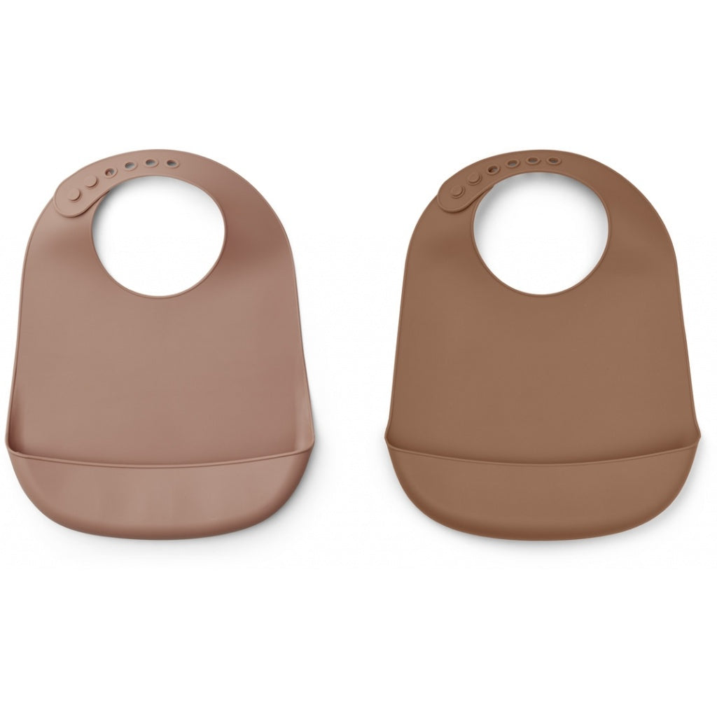 Liewood Tilda silicone bib pack of 2 dark rose/terracotta mix Second Season 29 x 22cm 1