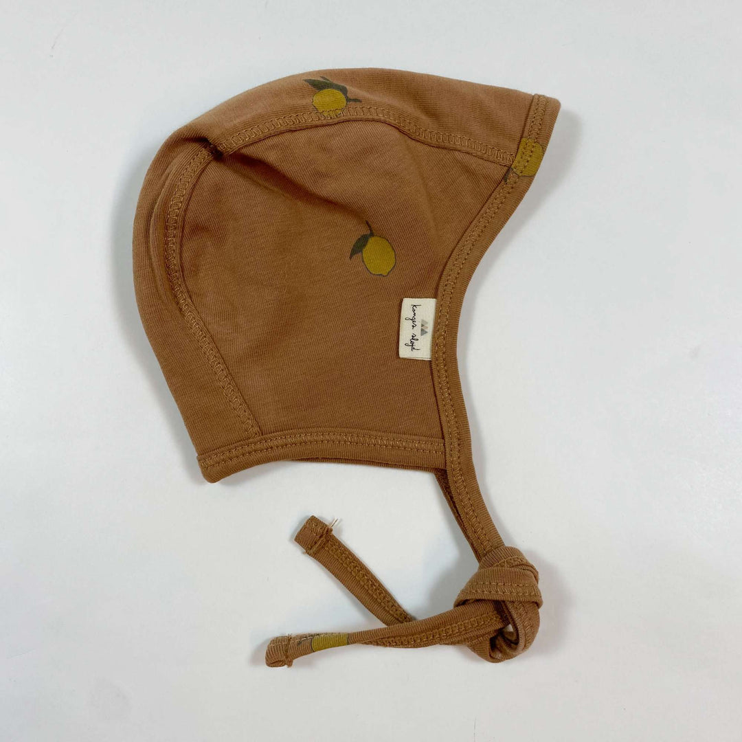Konges Slojd lemon print organic baby bonnet 0-3M 1