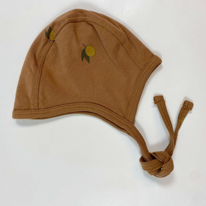 Konges Slojd lemon print organic baby bonnet 0-3M 2