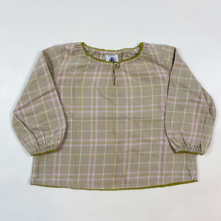 Petit Bateau beige check blouse 6M/67 1