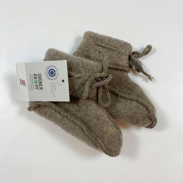 Engel brown melange virgin wool baby booties Second Season 2 1