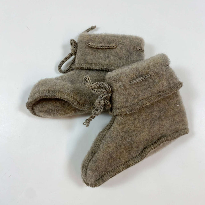 Engel brown melange virgin wool baby booties Second Season 2 2