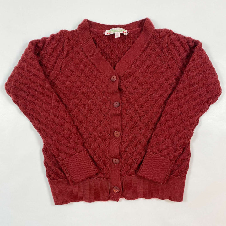 Bonpoint red fine knit cardigan 6Y 1