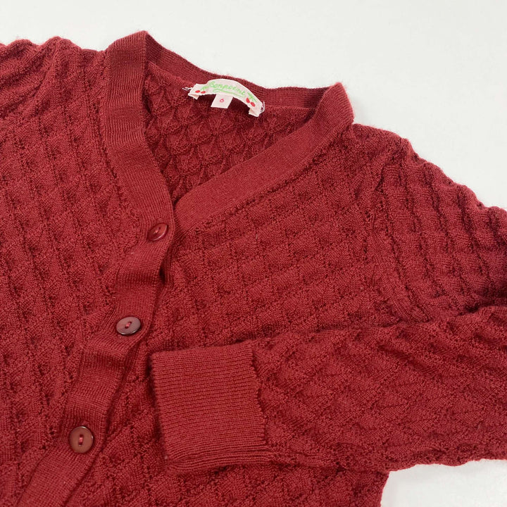Bonpoint red fine knit cardigan 6Y 2