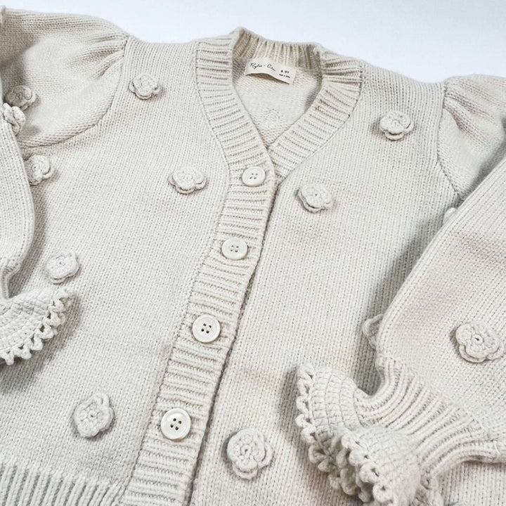 Rylee + Cru beige cardigan with flowers applications 8-9Y 2
