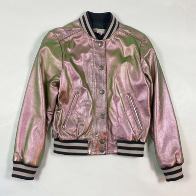 Bonpoint metallic shimmer leather bomber jacket 8Y 1