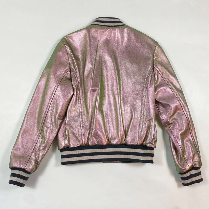 Bonpoint metallic shimmer leather bomber jacket 8Y 3