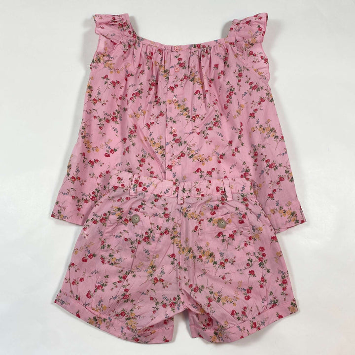 Bonpoint pink floral shorts & blouse summer set 6Y 3