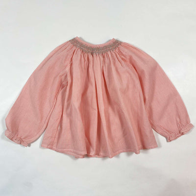 Bonpoint coral stripe hand smocked blouse 2Y 1