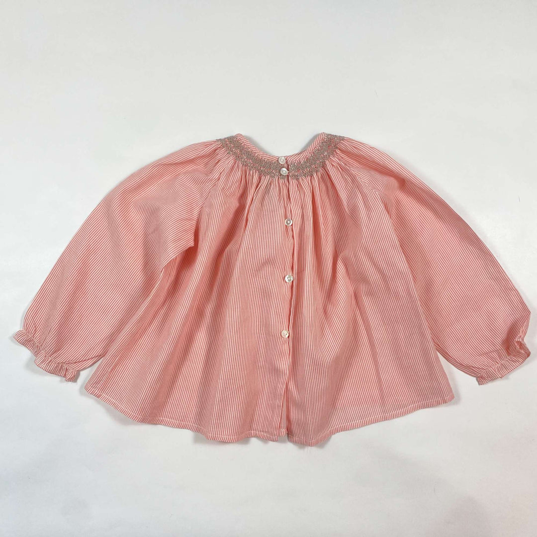 Bonpoint coral stripe hand smocked blouse 2Y 3