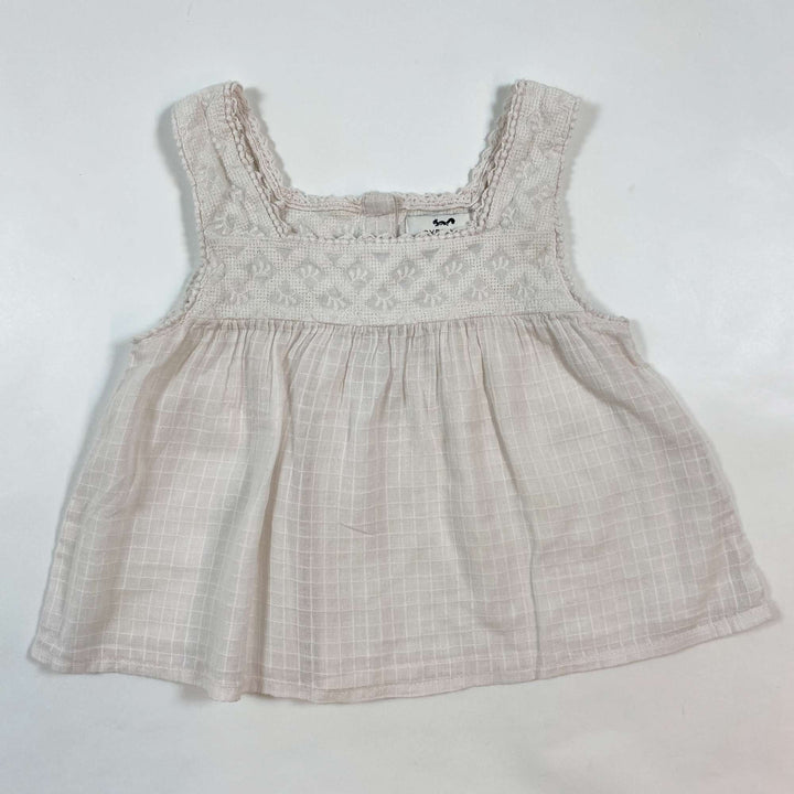 Cyrillus soft light pink crochet detail top 3Y 1