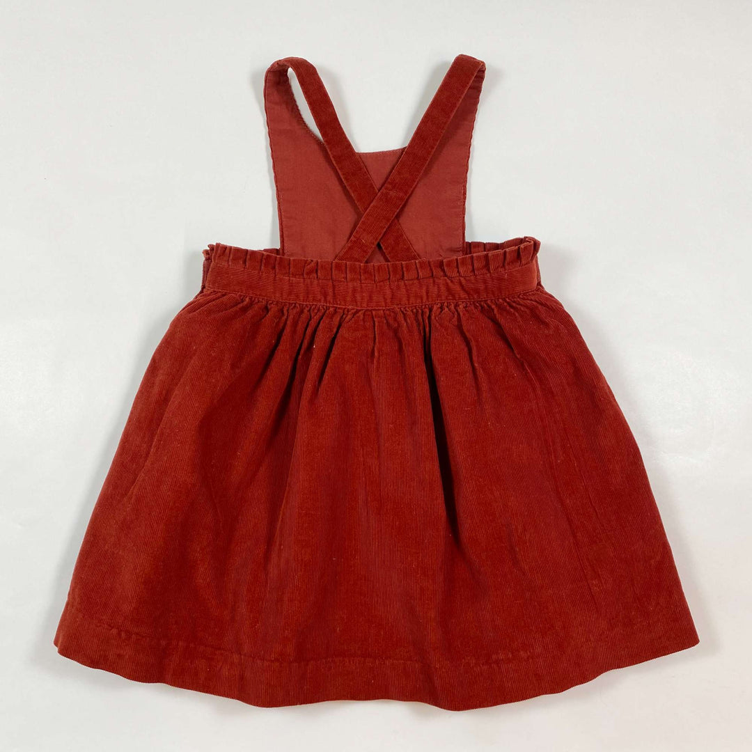 Jacadi rust coloured fine corduroy pinafore 24M 2