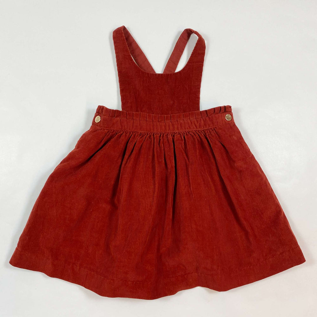 Jacadi rust coloured fine corduroy pinafore 24M 1