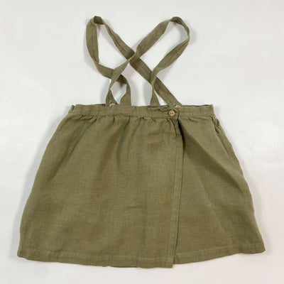 Matona khaki green linen pinafore skirt 3-4Y 1