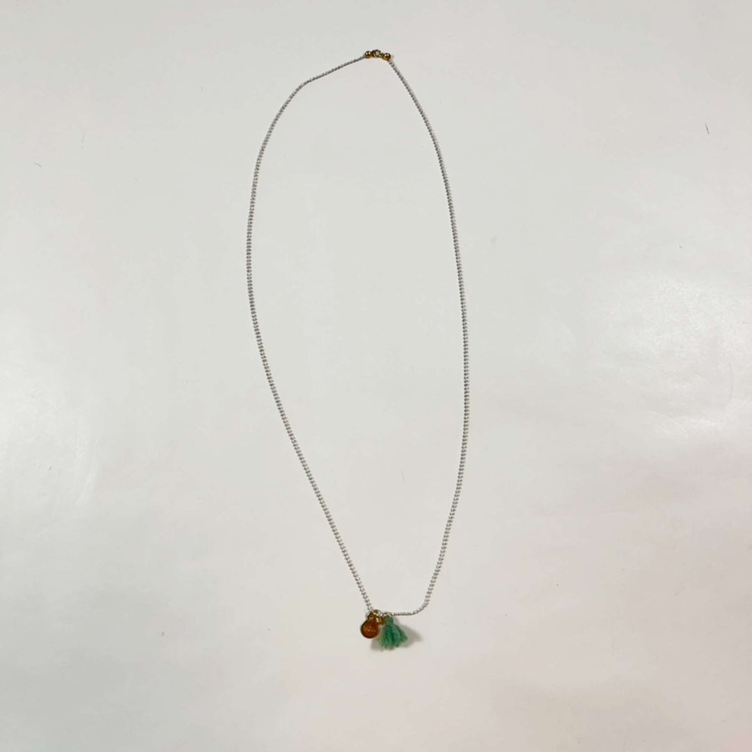 Búho metal necklace with green tassle one size 2