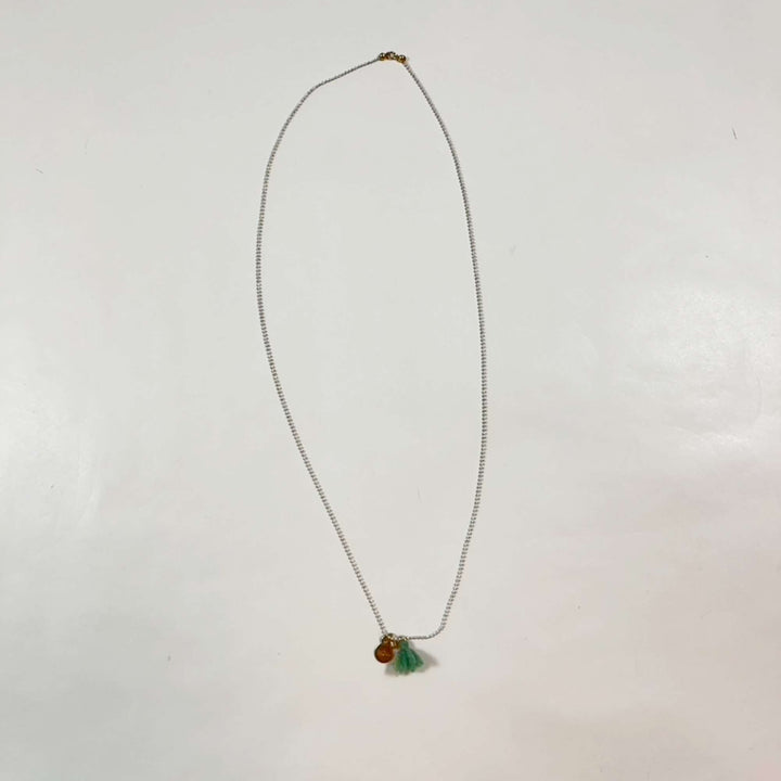 Búho metal necklace with green tassle one size 2