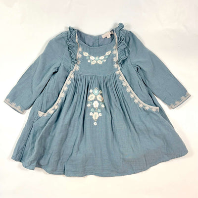 Louise Misha steel grey embroidered muslin dress 8Y 1