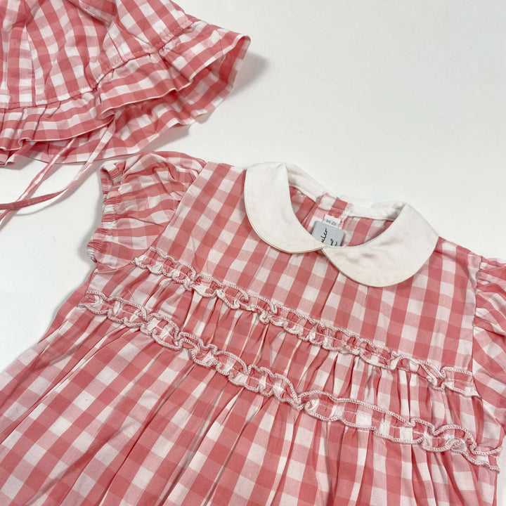 Sottocoperta classic pink check romper and sun hat set 12M 2
