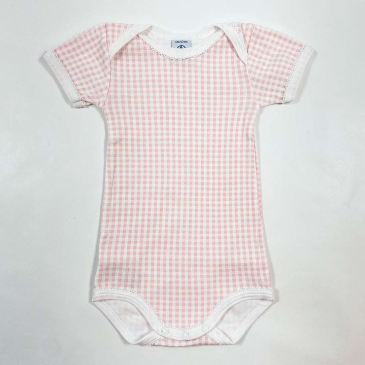 Petit Bateau pink check short sleeved body 6M/67 1