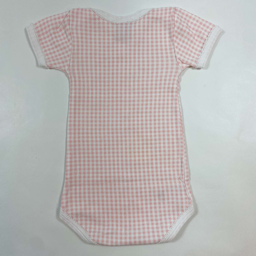 Petit Bateau pink check short sleeved body 6M/67 2