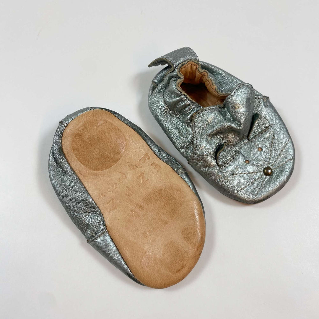 Easy Peasy silver mouse baby slippers 0/6M 2