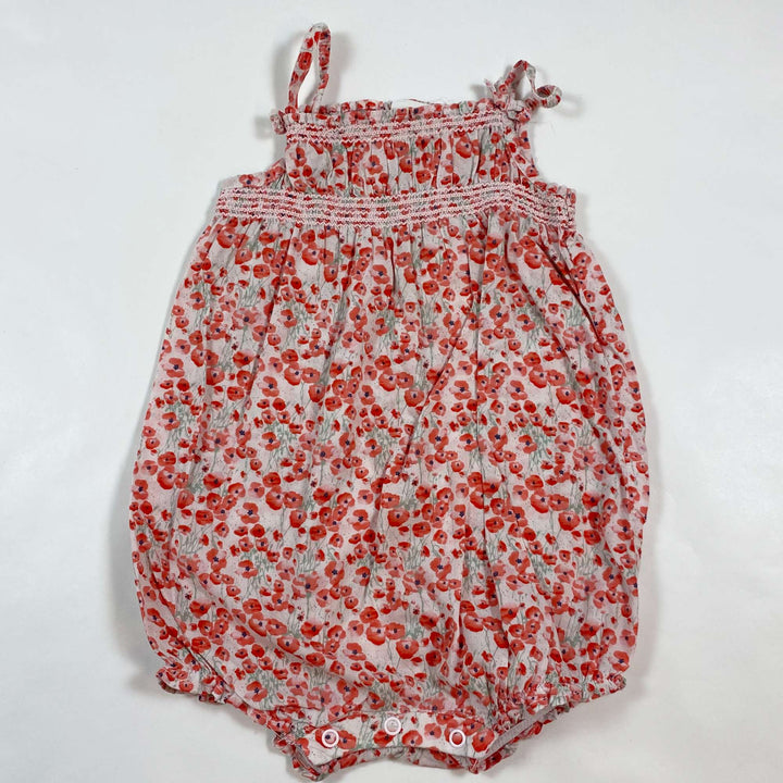 H&M poppy print organic cotton romper 6-9M/74 1