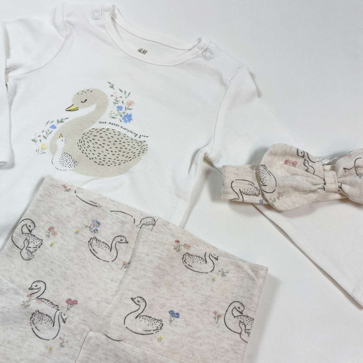 H&M swan print organic cotton  baby set 62 2