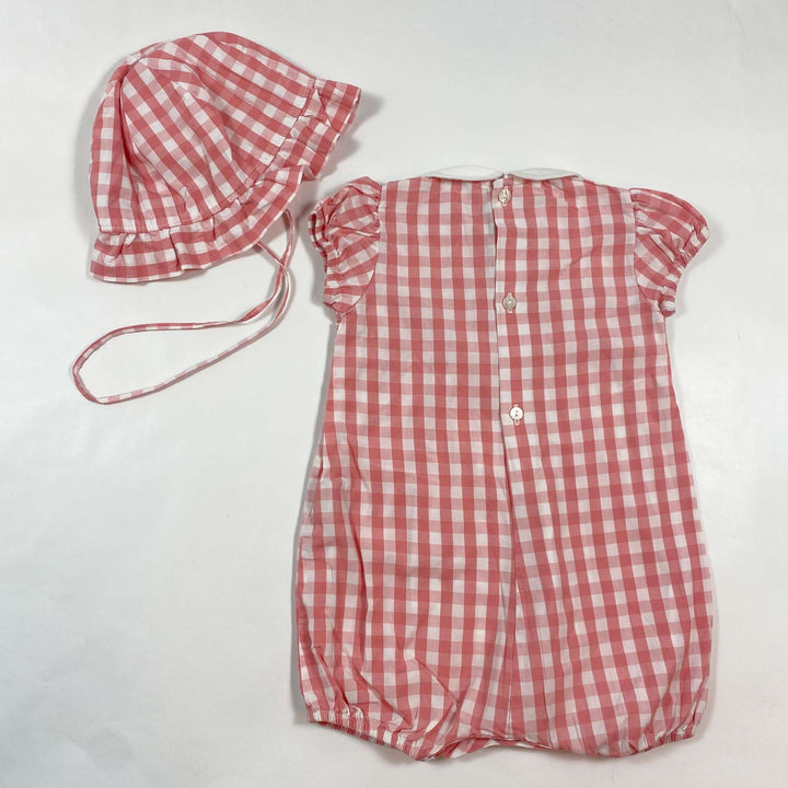 Sottocoperta classic pink check romper and sun hat set 12M 3