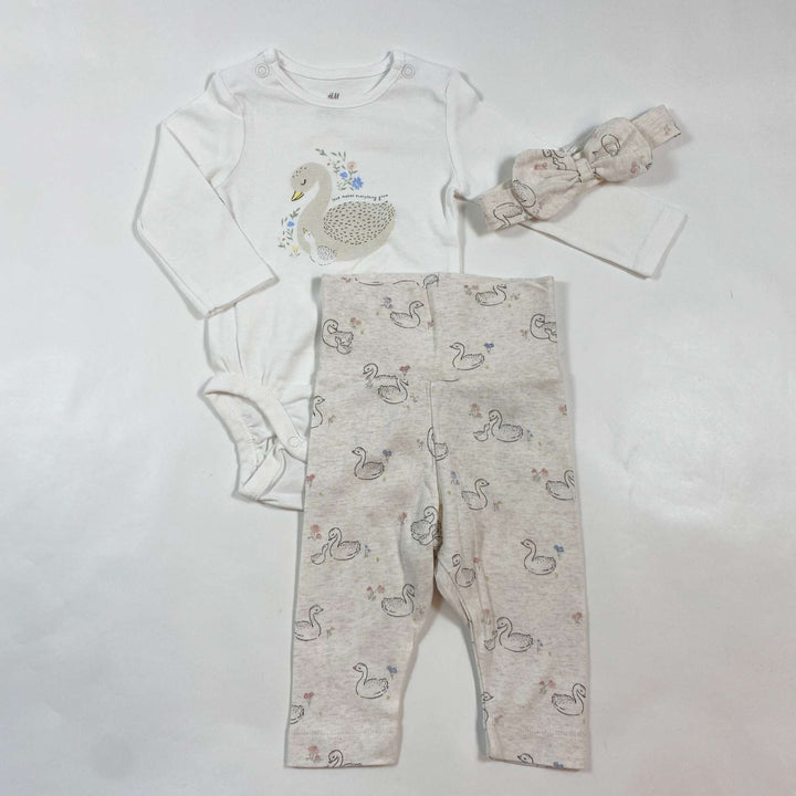 H&M swan print organic cotton  baby set 62 1