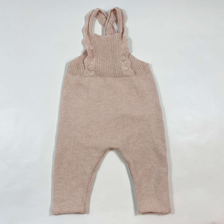 Zara light pink linen blend knit dungarees 6-9M/74 1