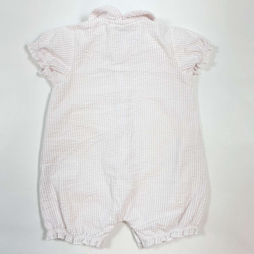 The Little White Company light pink seersucker romper 0-3M 3