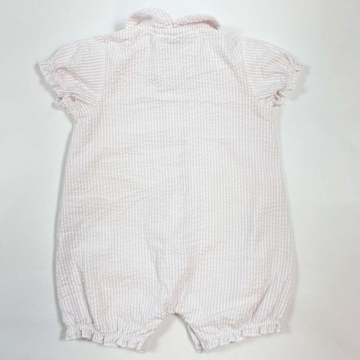 The Little White Company light pink seersucker romper 0-3M 3