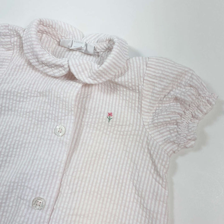 The Little White Company light pink seersucker romper 0-3M 2